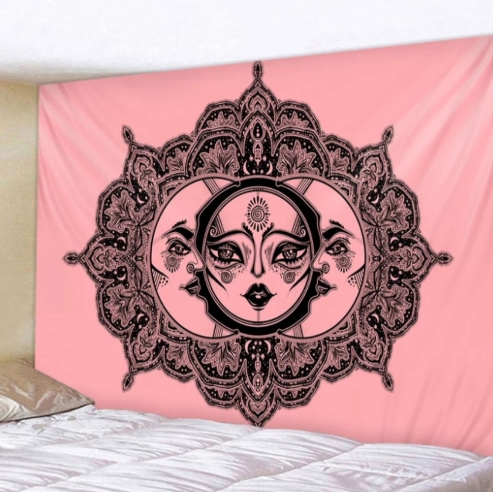 Pink Sun & Moon Tapestry